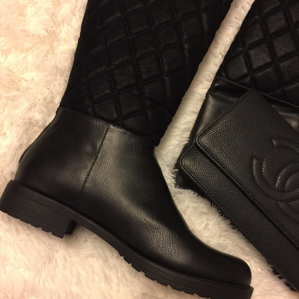 New Black Quilted OTK Fall Boots 7.5 $75 - Picture 4 of 5